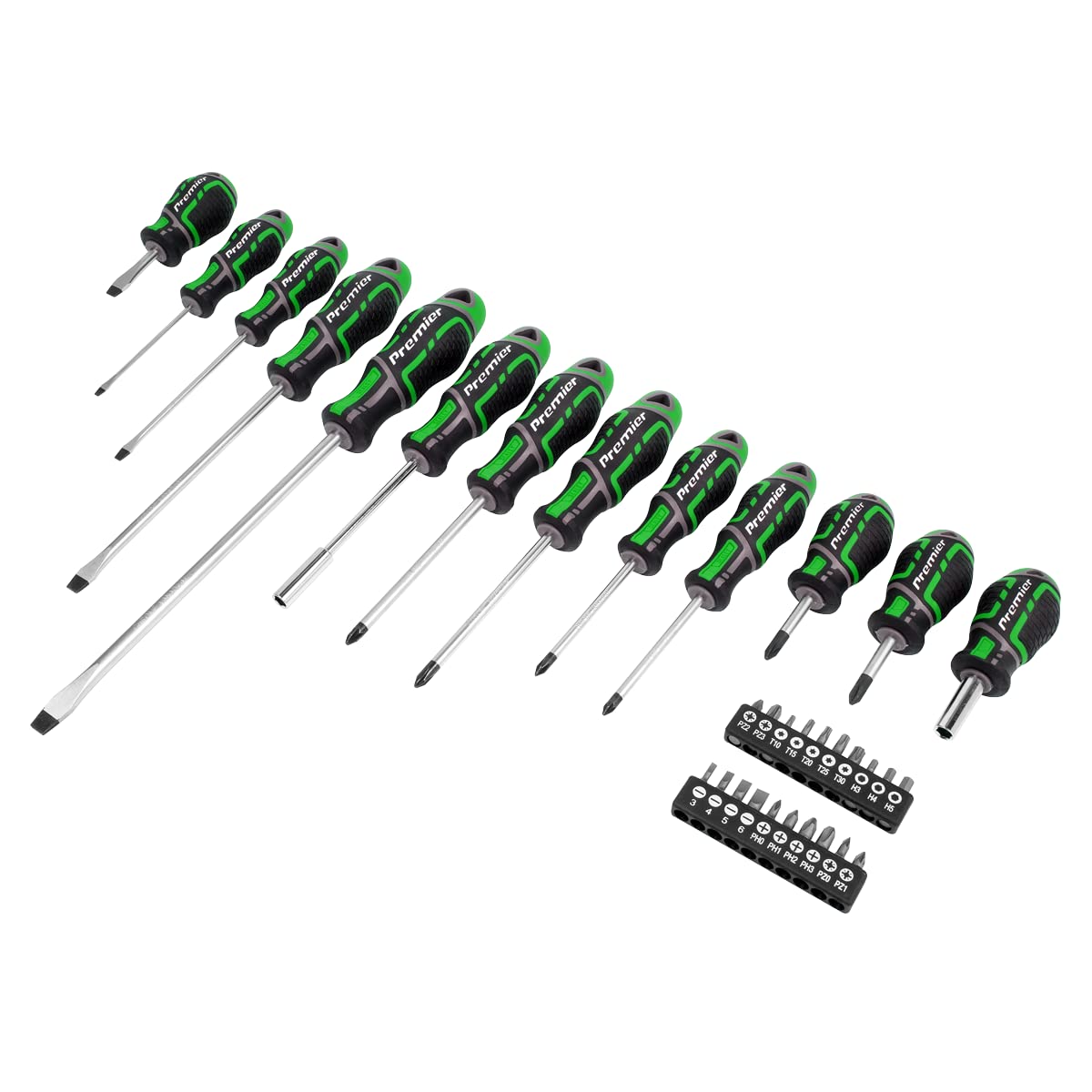 Sealey Green 33Pc Gripmax® Screwdriver & Bit Set - Hi-Vis - Ak4370hv