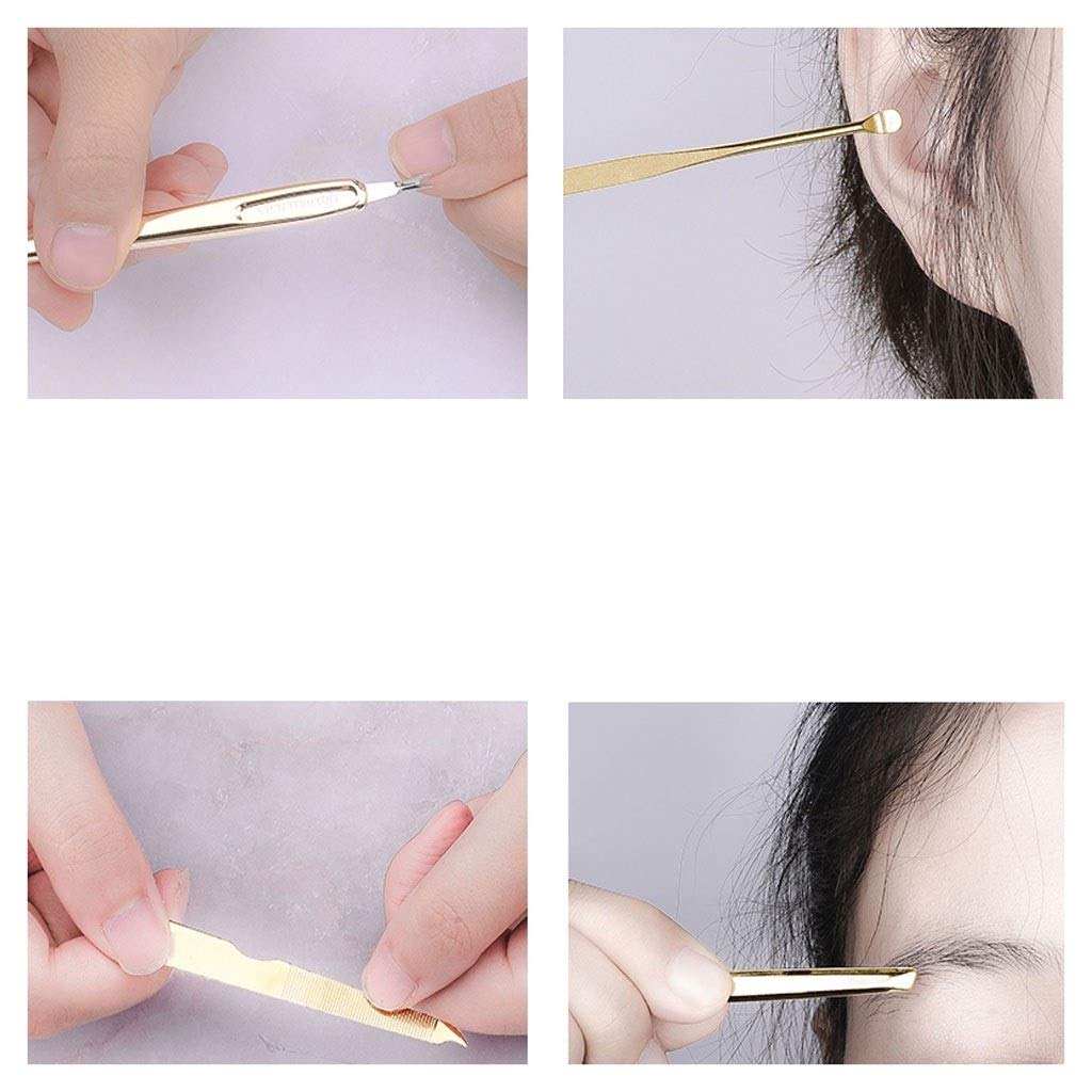 TONGQIC Nagelknipser-Set Rot Runde Nagelknipser Set, goldene Nagelknipser, Augenbraueclip, Augenbraue Schere, Ohr-Auswahl, Nagelknipser Tool (7 teiliges Set) Nagelknipser-Kit(B)