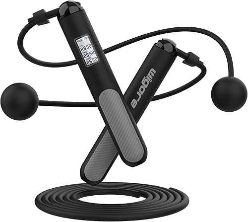 Jump Rope,Ropeless jump ropes weighted with counter for fitness,Home, Indoor or Outdoor exercise use,Workout,Crossfit,Gym,Cordless jump rope for