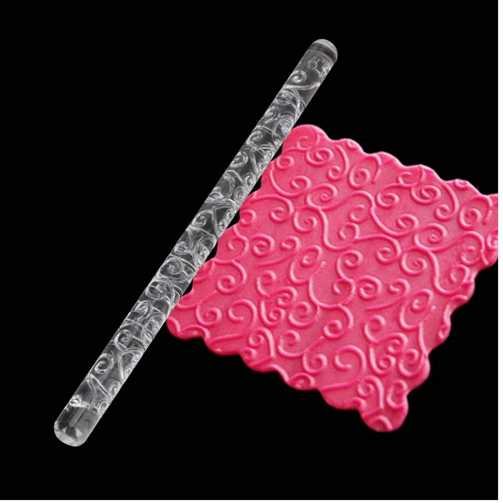 Ericetion Rolling Pin Acrylic Sugar Craft Pastry Roller Embossing Fondant Cake Cookie Cooking Tools Baking Decorating Tools