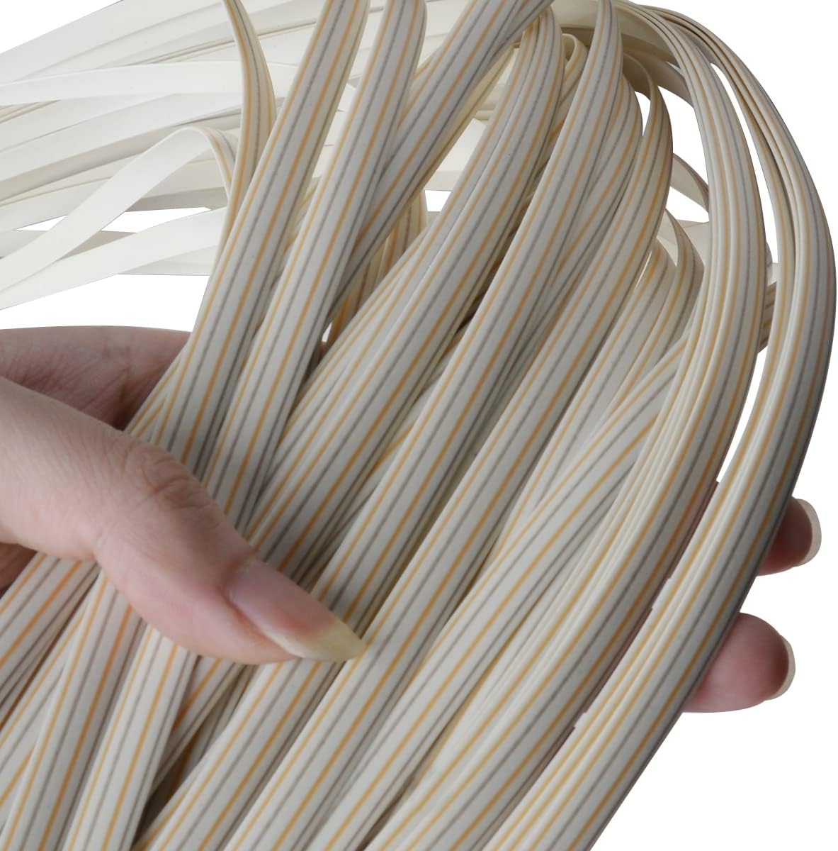 Queenbox 0.3 in x 196 ft (60m) Flat Synthetic Rattan, 8mm Plastic PE Rattan Repair Materials for Knit DIY Art Craft Furniture Sofa Table Storage Basket, Beige