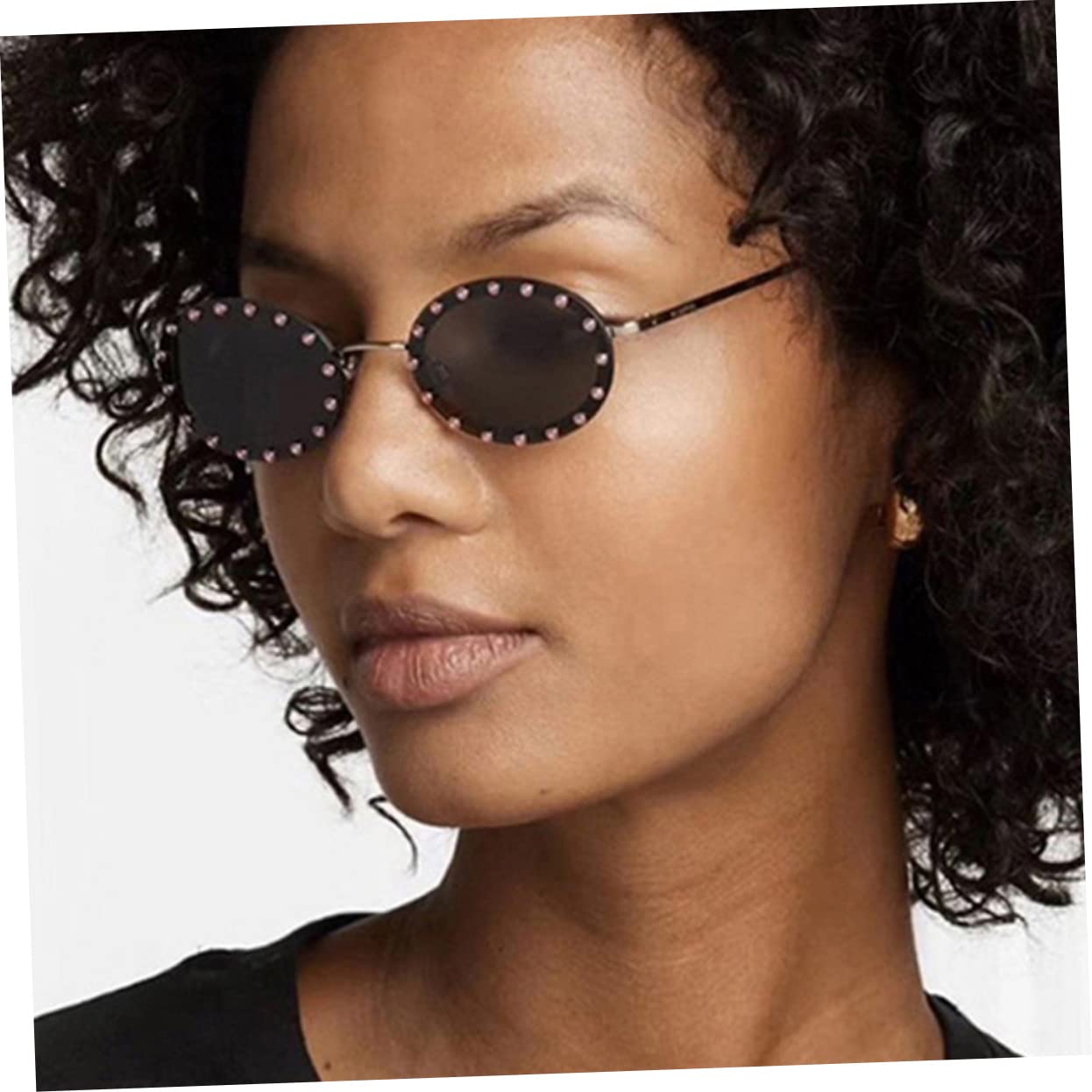 GALPADA 4pezzi Occhiali Sole Retro Ovali Con Strass Per Donne Stile Vintage Per Spiaggia e Occasioni Speciali Montatura Leggera e Alla Moda Con Lenti Grigie