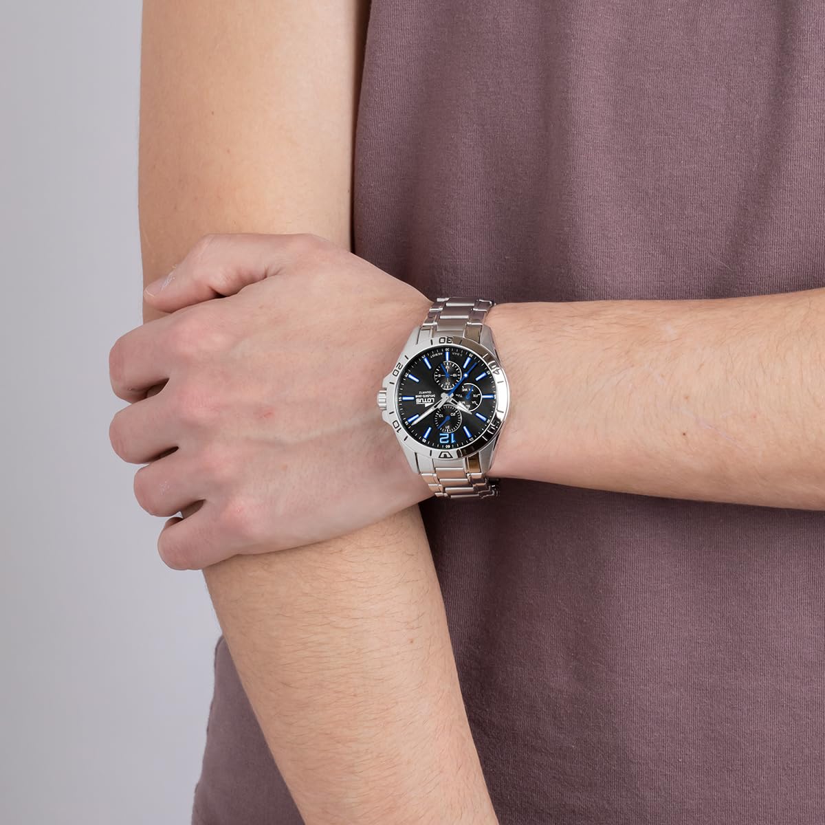 LOTUS Orologio Uomo Analogico Acciaio Inox 316L Argento - Quarzo - Vetro Minerale - Impermeabile 5 ATM - Multifunzione 18812 Trendy