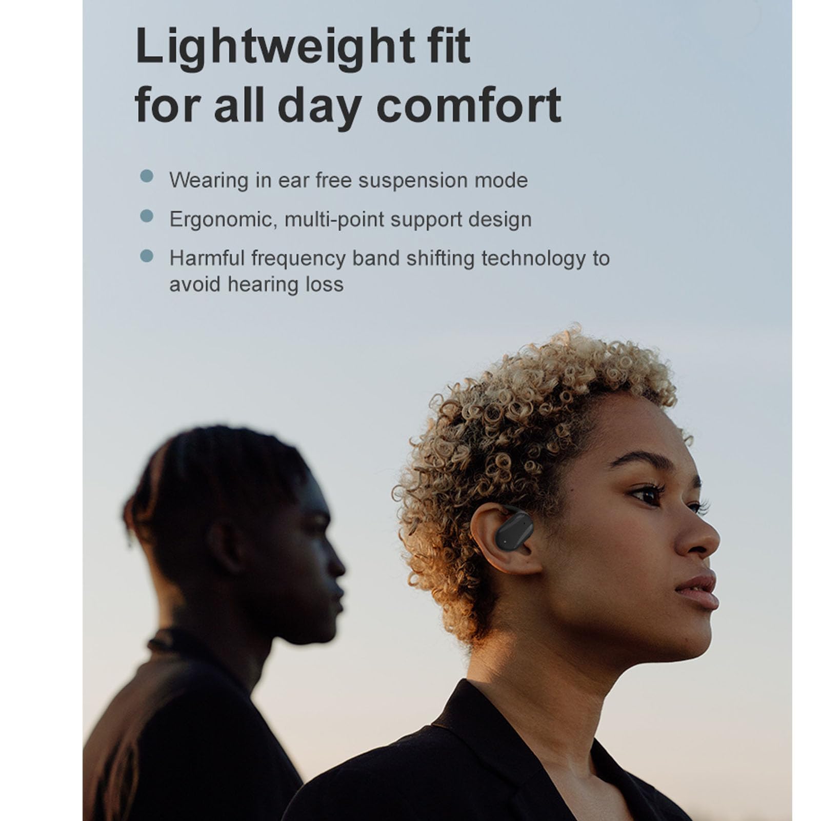 Single Open Ear Headphones, Cordless Bluetooth Earpiece, 16H Playtime Bluetooth 5.3 Left Single Ear Buds, Touch Control in Ear Bluetooth Earphones for Driving Business Office