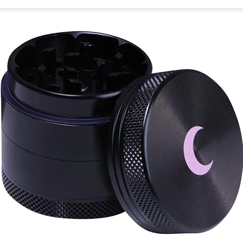 Brando Moon 1.6 inch Black Kitchen Crusher - 4 Piece Small Metal Crusher with Pink Moon Cover