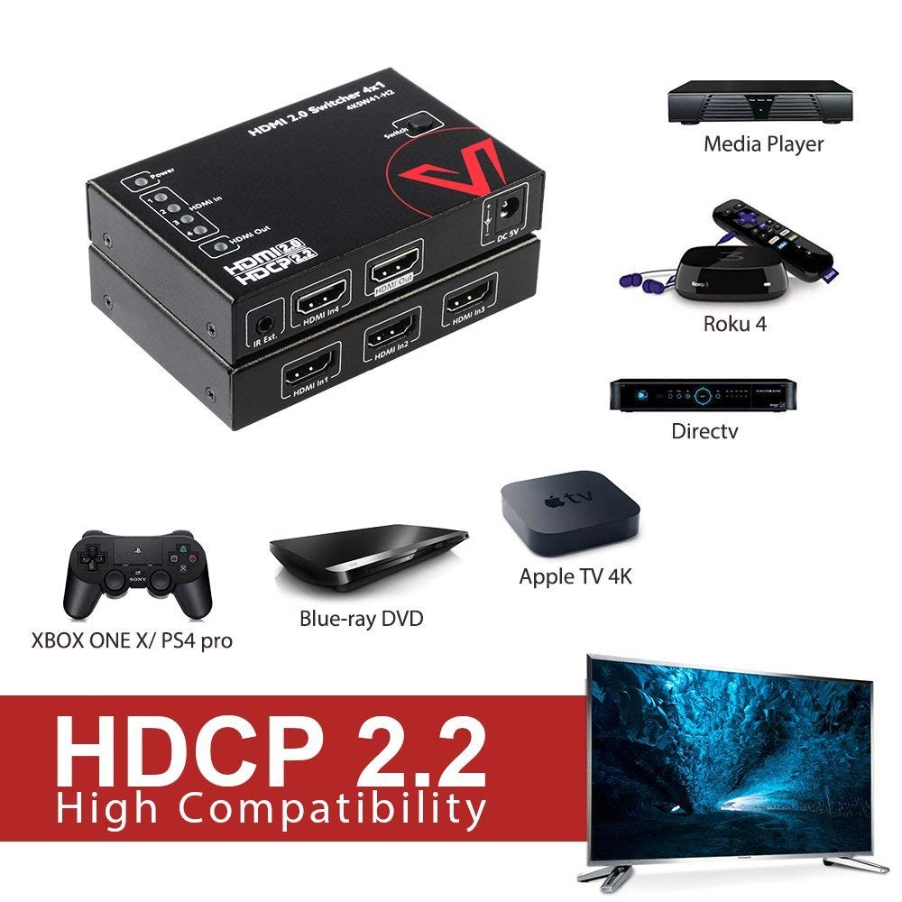 Amazon.com: AV Access HDMI 2.0 Switch 4 in 1 Out UHD 4K@60Hz