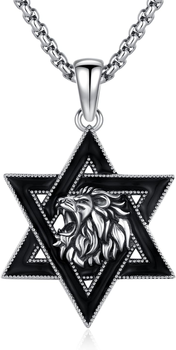 Star of David Necklace 925 Sterling Silver Star of David Pendant Animal/Tree of Life Jewish Jewelry for Men Women