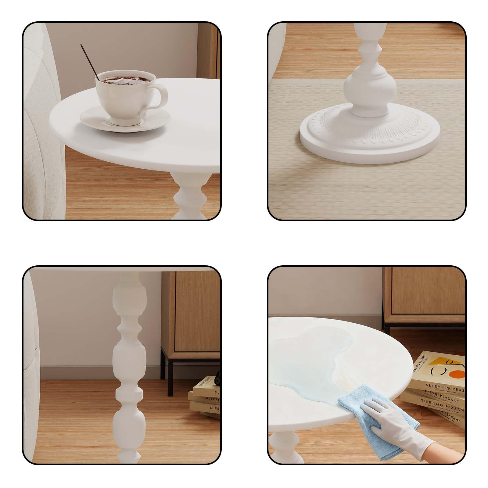 Set di 2 tavolini rotondi in metallo, colore bianco, tavolino piccolo per soggiorno, camera da letto, balcone, giardino, comodino, divano, 40 x 40 x 53 cm, 2 pezzi