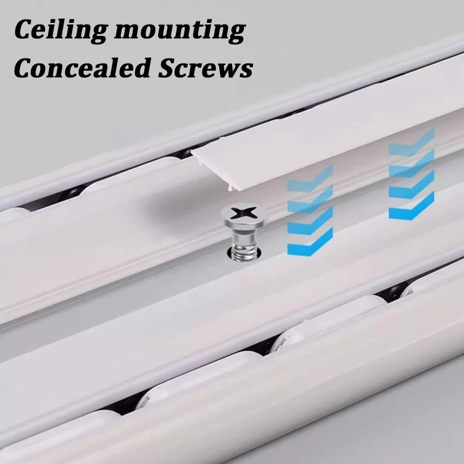 Doppio binario per tende montato a soffitto, silenzioso, sistema di binario per tenda per privacy e funzionamento senza interruzioni in spazi aperti (300 cm)