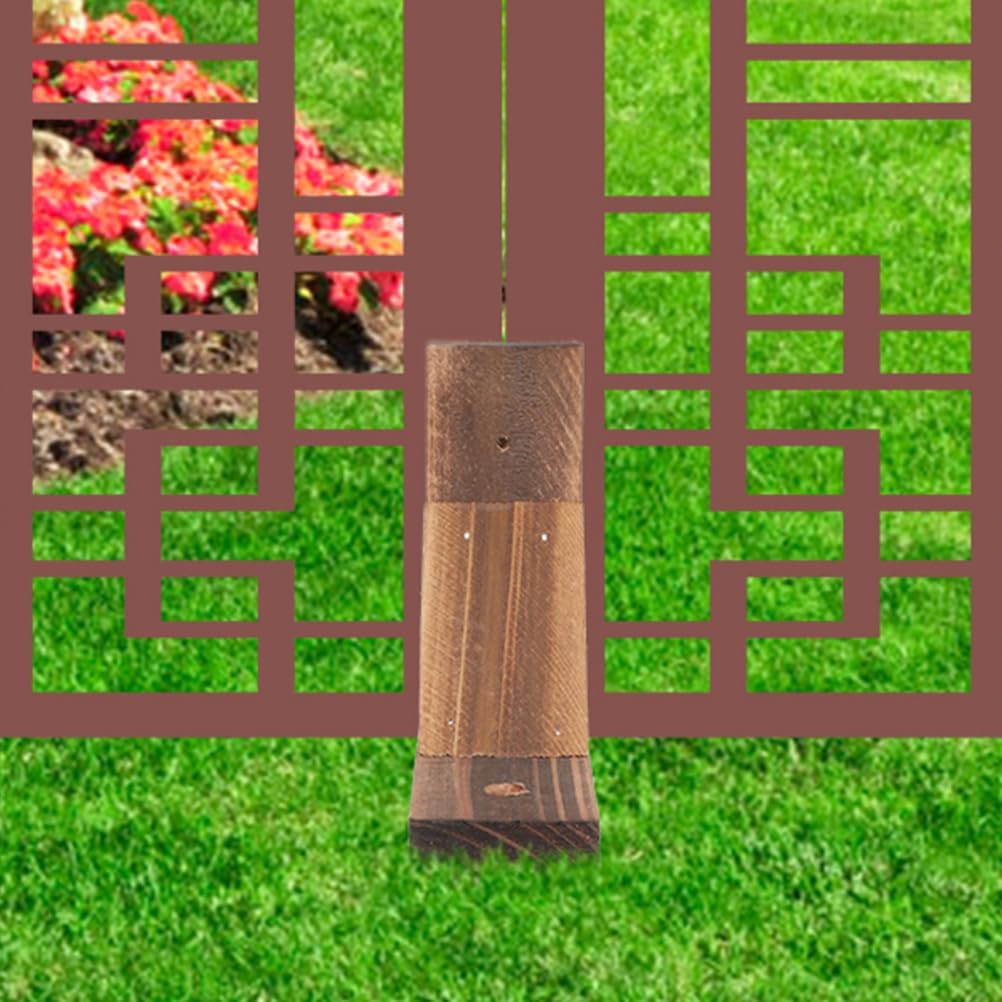 BESPORTBLE 4pcs Wooden Garden Fence Base, Brown Wood Room Divider Support Feet, Garden Border Edging for Yard, Balcony, Patio, 10.82x4.92x1.77inch