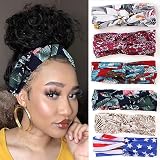 XTREND 6 Pcs Women's Headband Boho Flower Printing Headbands Twisted Criss Cross Elastic Hair Band Y