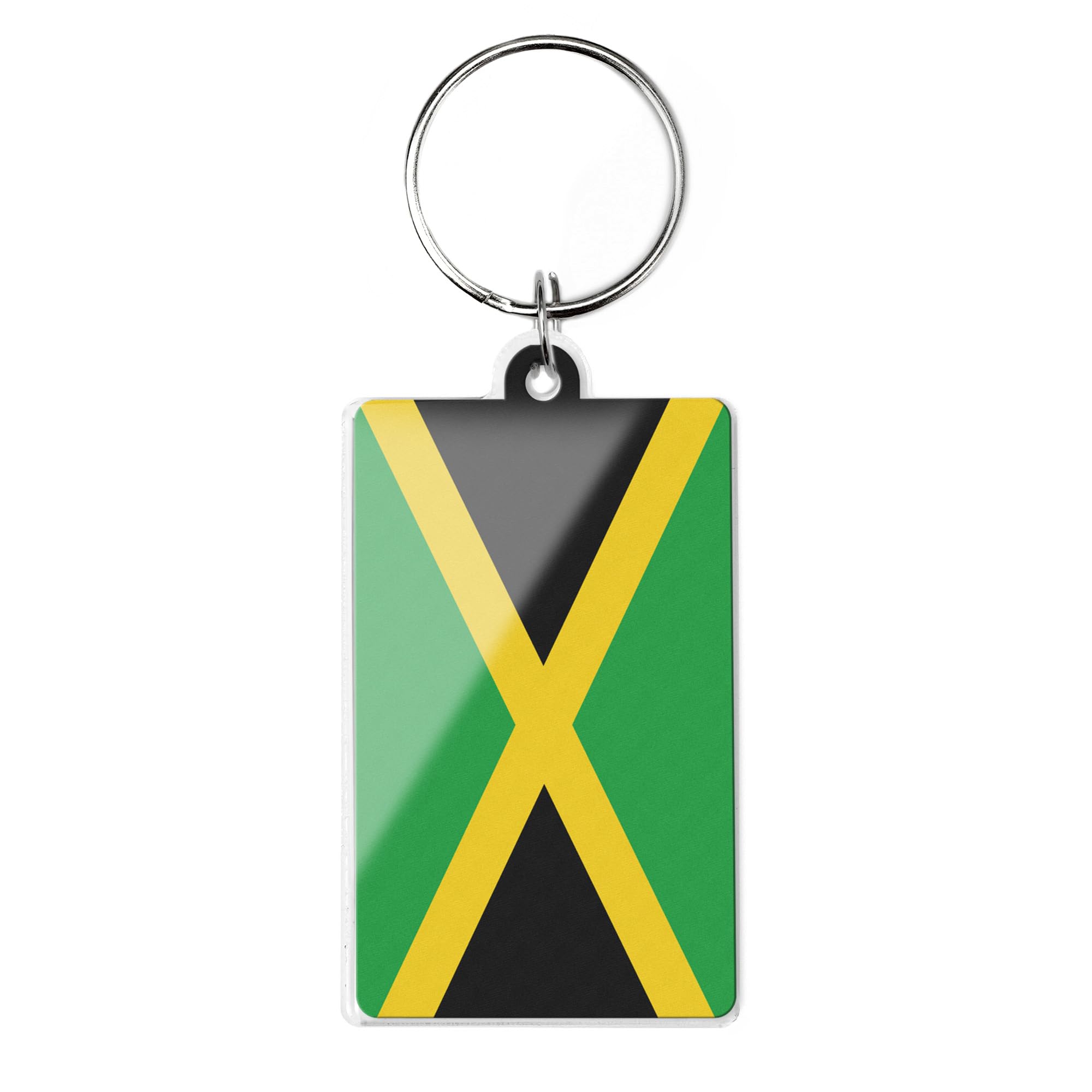 A1 Graphics Ltd Jamaica Flag Keyring Acrylic Keychain, Caribbean Rasta Accessory Gift (Rectangular)