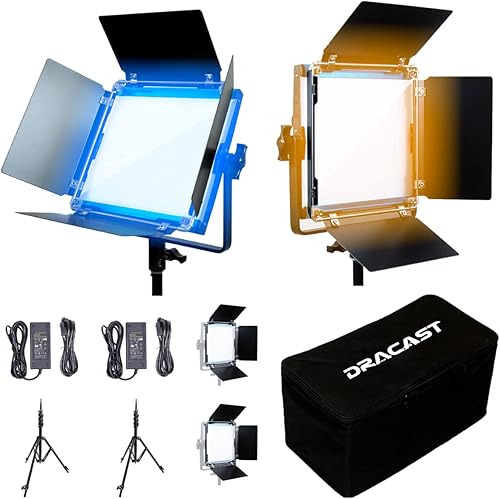 Miniatura 3 de Dracast X Series Bicolor LED500 Kit  2 unidades incluye luces de panel, soportes, puertas de granero, estuche de viaje  Control de aplicación