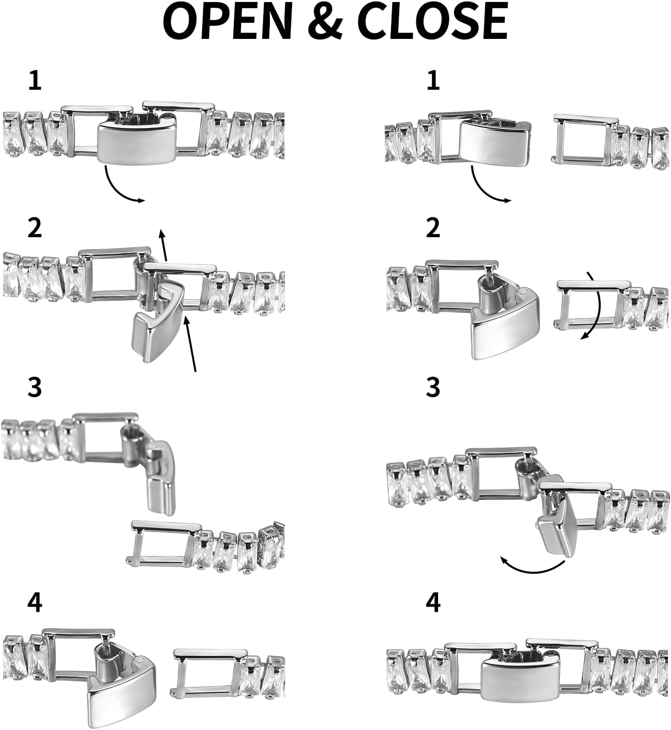 Mameloly 6mm Cubic Zirconia Classic Tennis Bracelet 14K Gold Plated Baguette Charm Multicolored CZ Bracelets for Women Size 6.5-7.5 Inch - Image 6