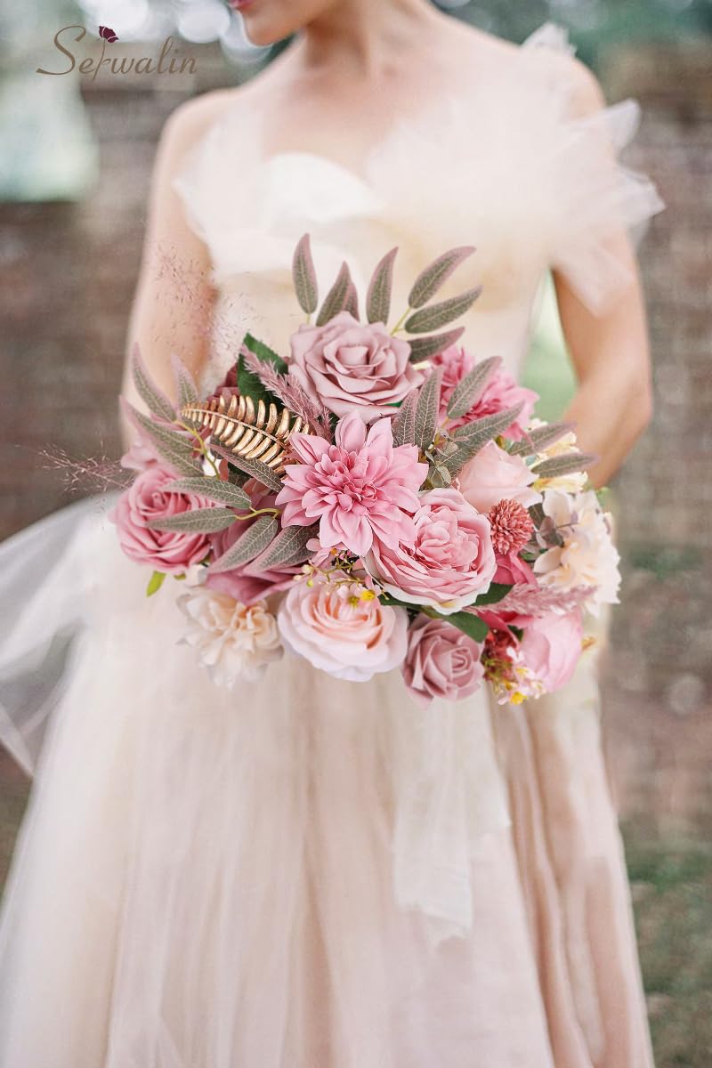 Serwalin Artificial Flowers Dusty Pink Fake Flowers for DIY Home Decor Table Centerpieces Wedding Cake Decoration - Image 2