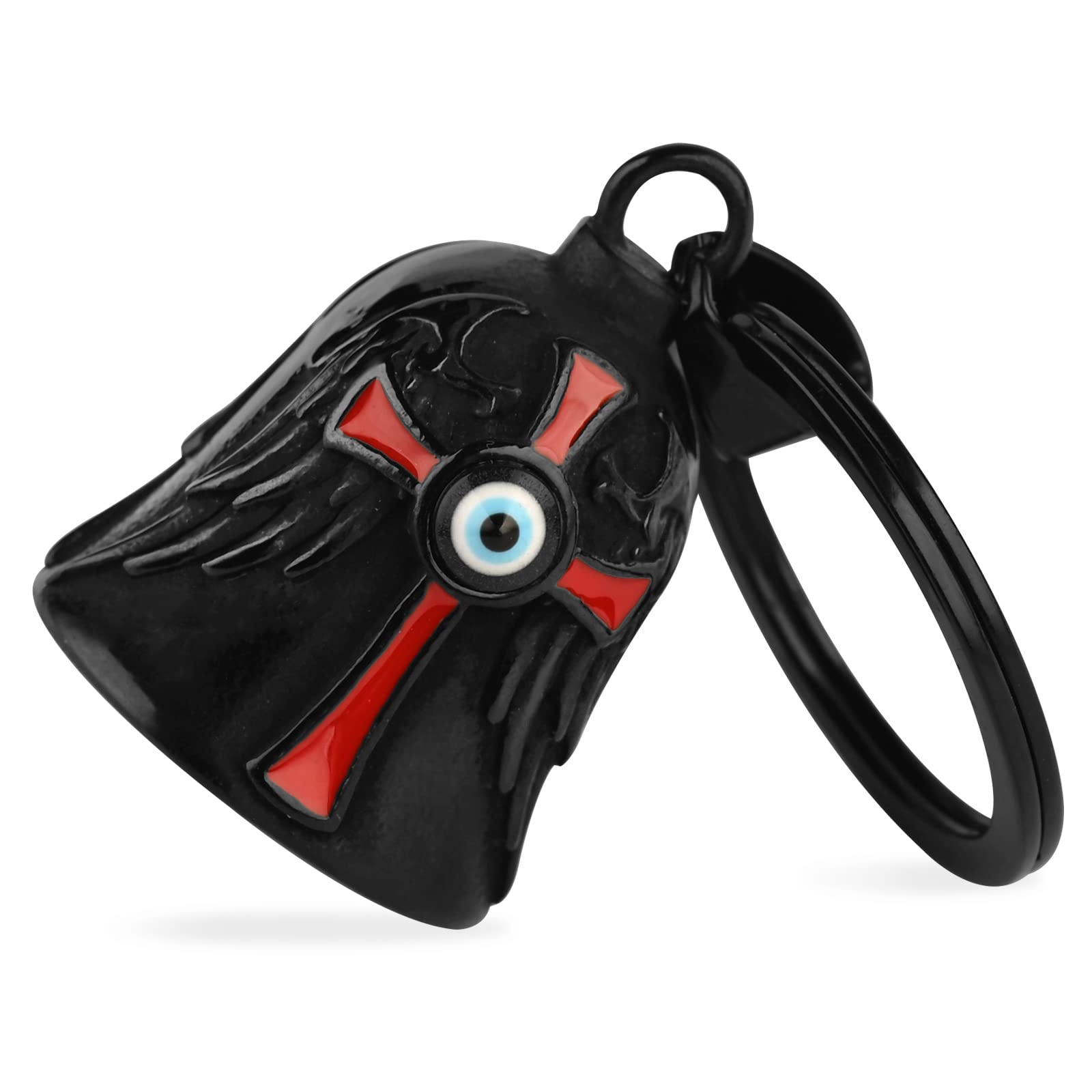 MidSmile Angel Wings Guardian Bell for Motorbikes: Motorbike Gifts Gremlin Bell Motorcycle, Evil Eye Keychain Key Rings Motorbike Accessories Lucky Cross Gifts for Men and Women