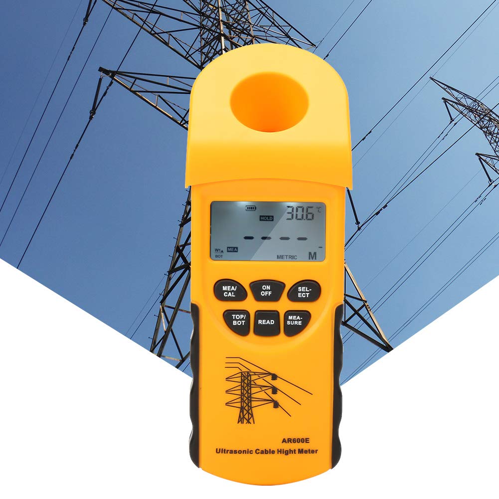 Misuratore di altezza del cavo, SMART SENSOR AR600E Display LCD Misuratore di 6 cavi Misuratore di altezza del cavo a ultrasuoni LCD digitale professionale Misuratore di altezza del cavo a ultrasuoni