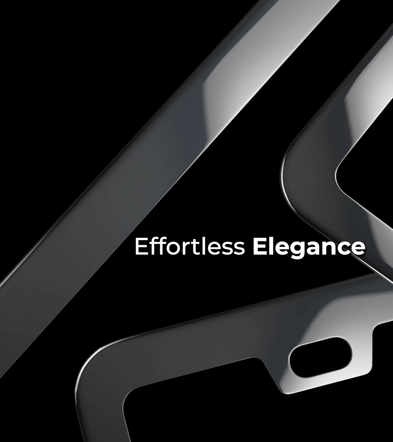 Mirror Black License Plate Frame - Titanium/Gunmetal Stainless Steel, 2-Hole Sleek Style, Premium Metal Durability, Easy Install, 2-Pack Gift Box - Polished Gloss Finish