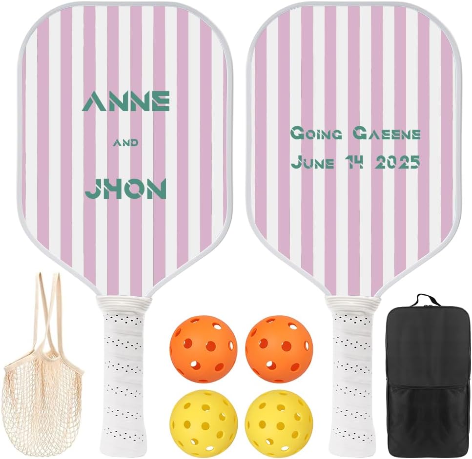 Custom Pink Pickleball Paddles, Personalized Pickleball Paddles with Exclusive Message, Perfect DIY Gift for Friends, Couples and Family
