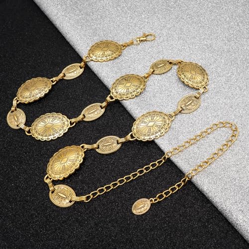 Image of Women's Concho Chain Belt Western Cowgirl Metal Waist Chain Belt for Dress