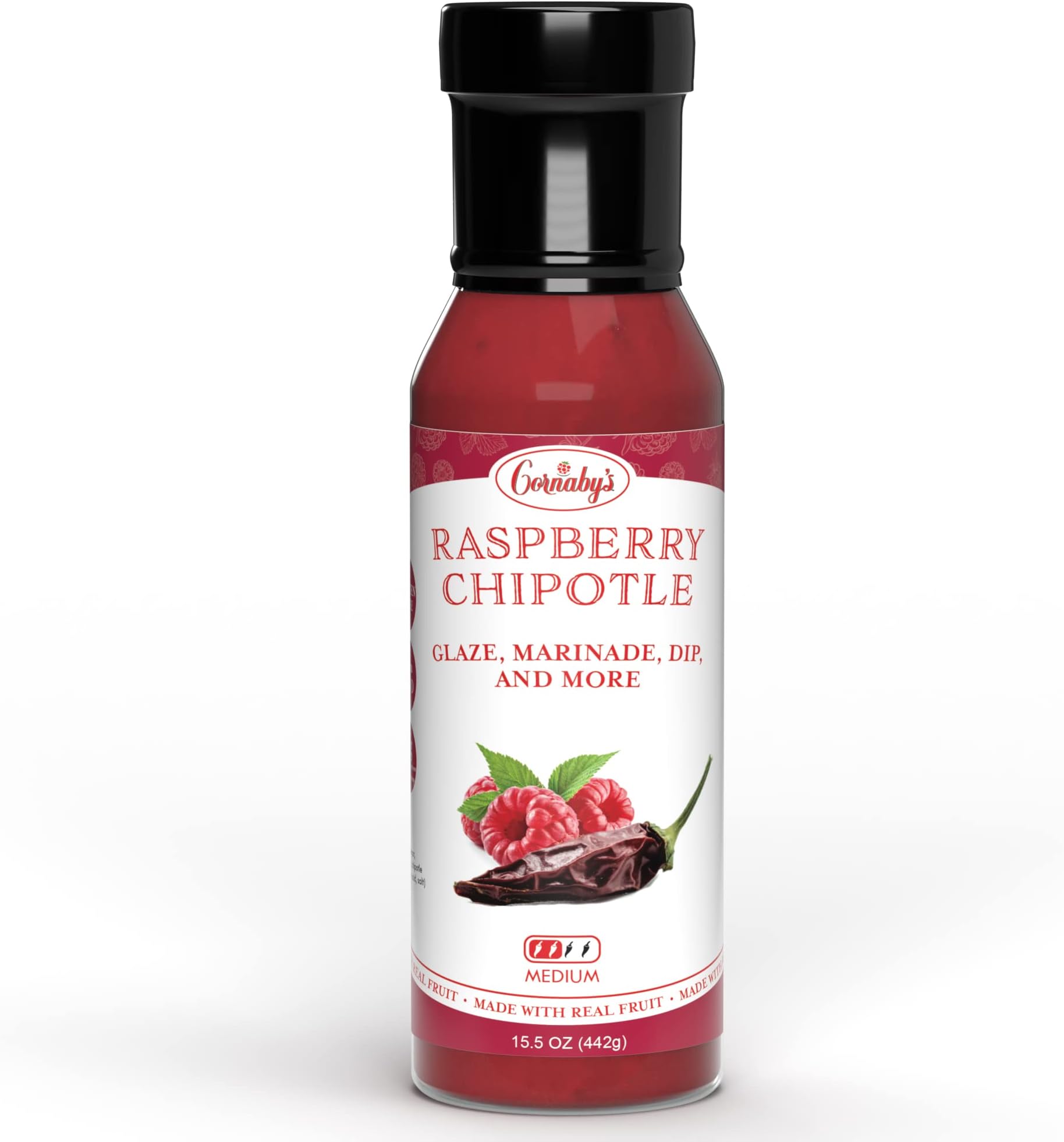 Cornaby’s Raspberry Chipotle Spicy Sauce (14.9 oz.) Pack of 1 | Perfect Combination of Sweet and Spicy | Smoky Grilling Sauce for Chicken, Steak, Burger, or Fish | All-Natural, Vegan & Gluten-free