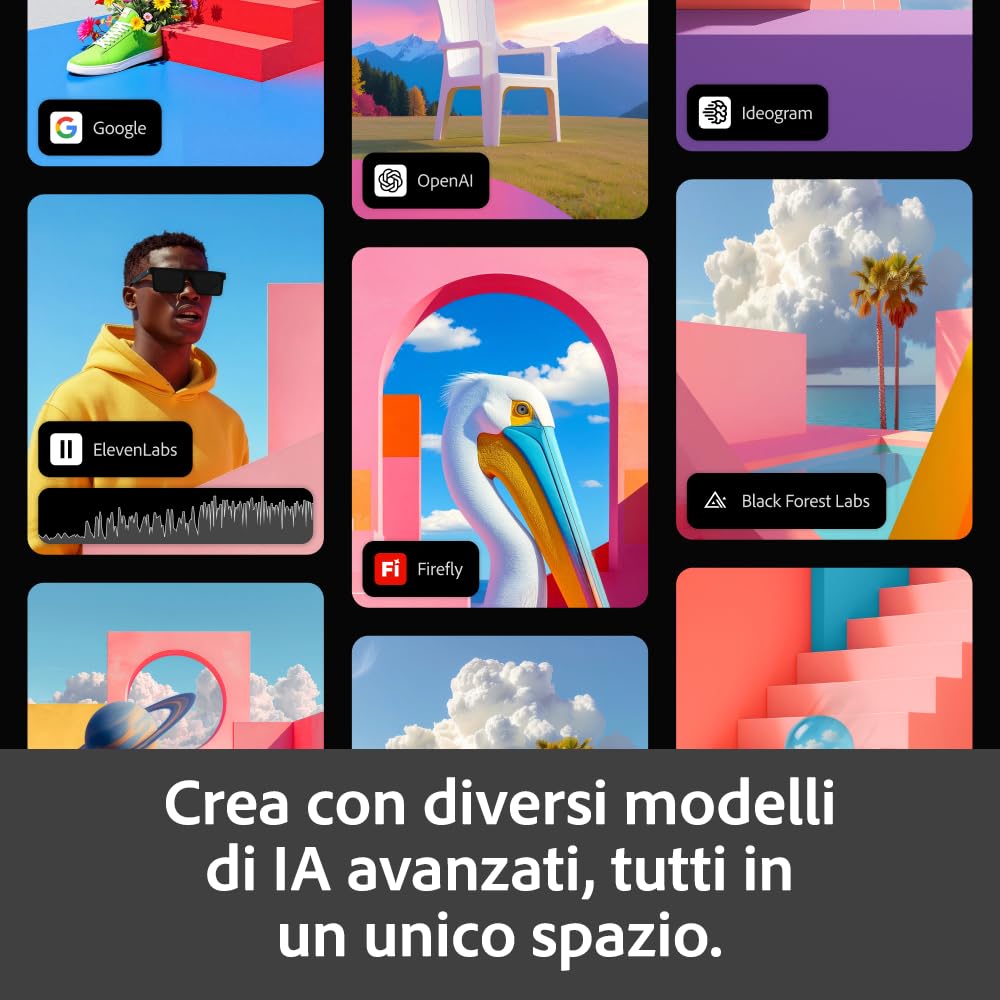Adobe Firefly Standard incl. Generazione Video con IA, Abbonamento 12 Mesi, 2000 Crediti IA, PC/Mac | Codice d'attivazione via email