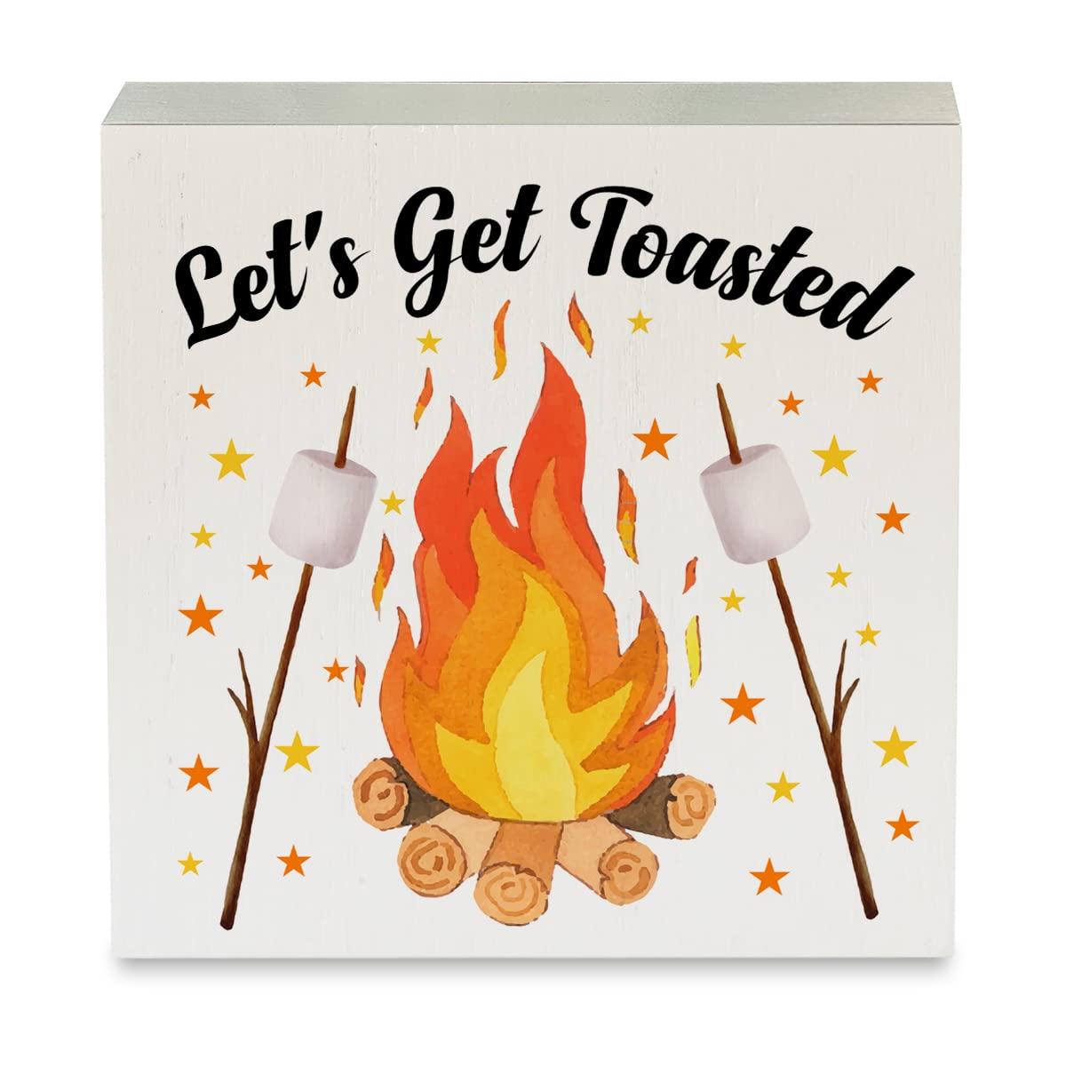 Amazon.com: Let's Get Toasted Campfire Wood Box Sign Rustic
