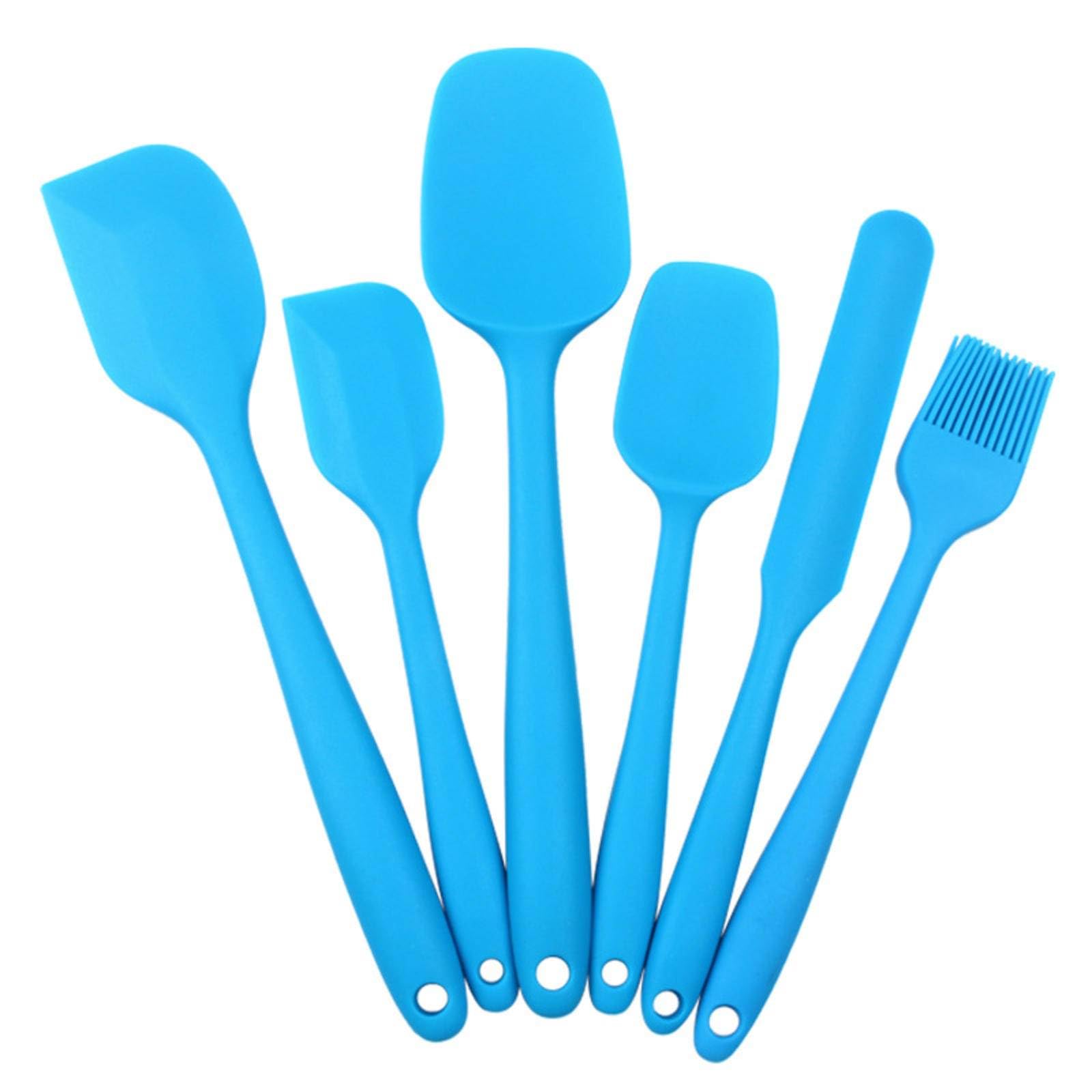 Silikonspatel 6-teiliges Set Silikon Küchenutensilien 6-teilig Spatel Ölpinsel Set Backwerkzeuge Kuchencremespatel, 27x5x2cm/422(Pink)