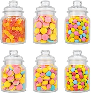 KAMACA Candy Bar Gläser 1,0L – 6er Set Bonbongläser mit Deckel – luftdichte, spülmaschinenfeste Vorratsgläser im Vintage-Stil für Süßigkeiten, Kekse & mehr (6x Bonbonglas 1000ml)