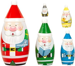 ifundom 1 Conjunto De Brinquedos De Artesanato De Boneca De Noel Brinquedos Para Crianças Bonecas De Aninhamento De Férias Boneca De Aninhamento De Boneca Russa Decorações De Natal