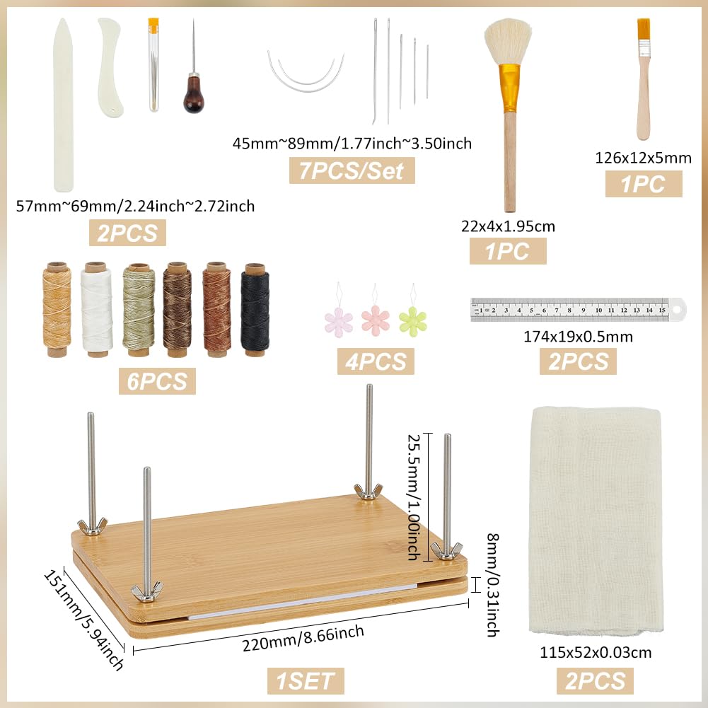 UNICRAFTALE Kits De Reliure Presse à Livres Set Presse Portative Outils de Démarrage pour Reliure Manuelle Plioirs en Os et Aiguilles à Gros Chas pour Artisanat Livres DIY