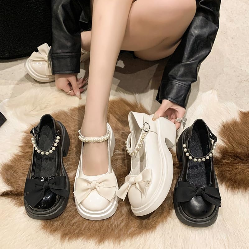 Emo Shoes, Y2K Grunge Cute Sandals Women, Bows Mary Jane Loafers Lolita Fashion Dressy Casual Comfy Platform Chunky Goth Kawaii, Gifts for Daughter Granddaughter Back to School Shoes for Teen Girls4