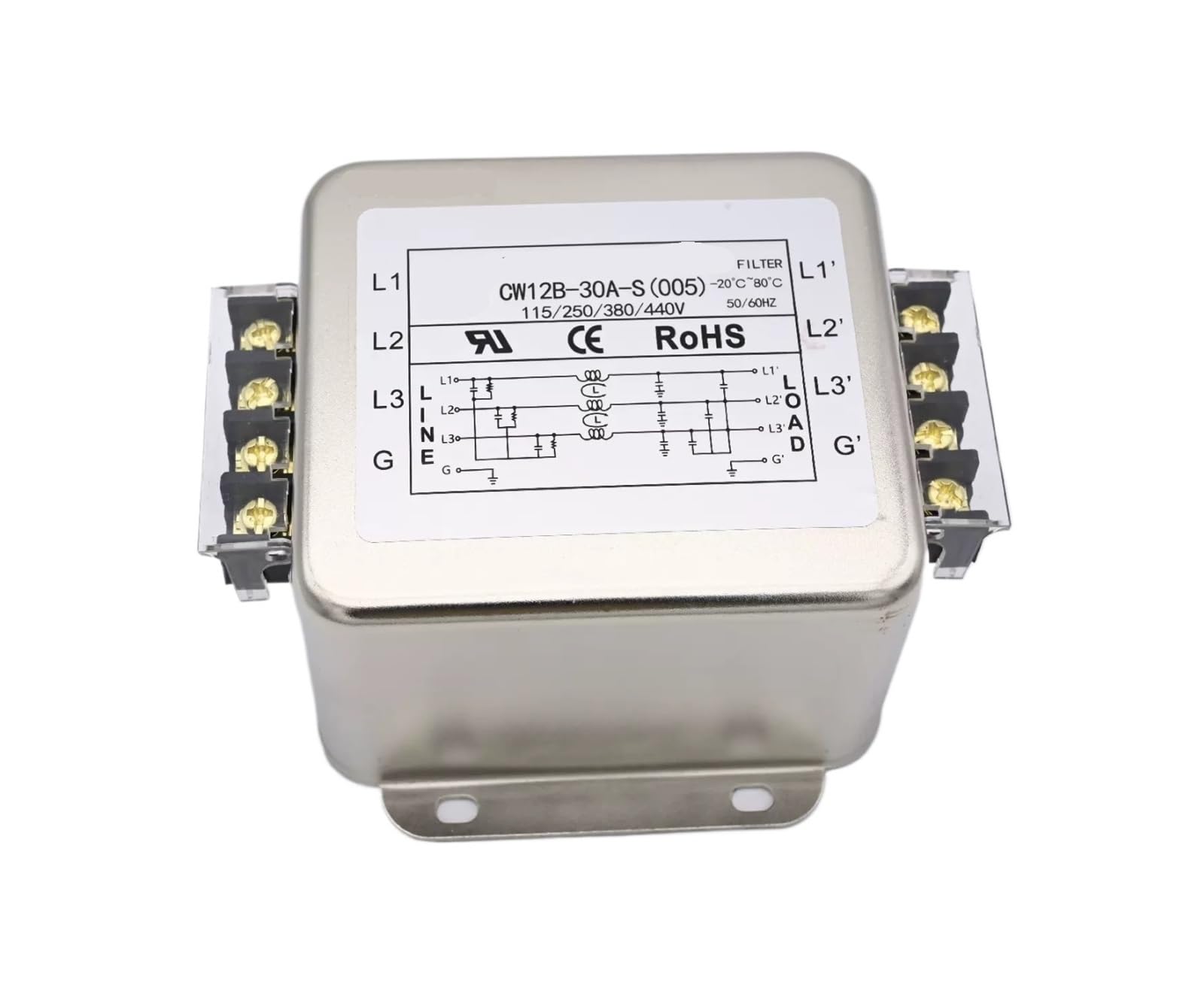 Bloque de terminales con filtro de alimentación CW12B-10A-S de alta precisión para 380v