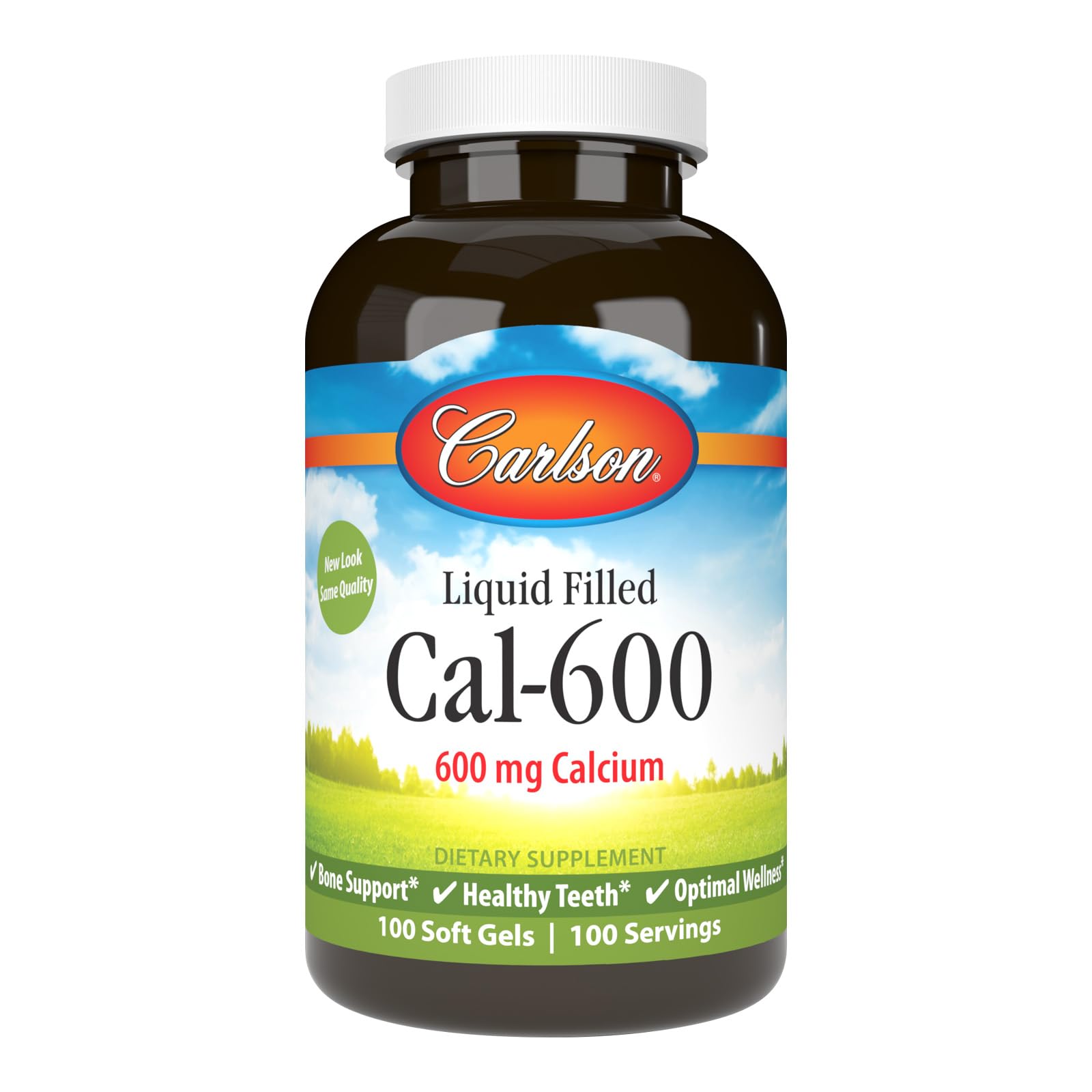 Carlson - Cal-600, 600 mg Calcium, Bone Support, Healthy Teeth & Optimal Wellness, 100 Softgels