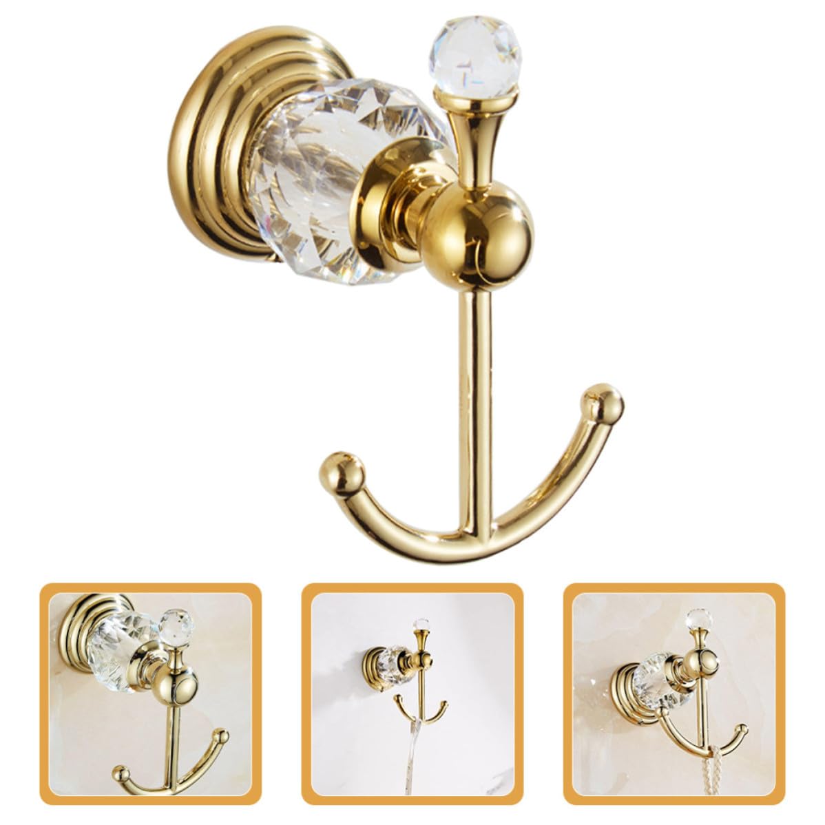 Angoily Gancho de Pared Dorado Resistente Superficie Lisa de Acero Inoxidable para Toallas y Batas Adecuado para Baño y Dormitorio Moderno