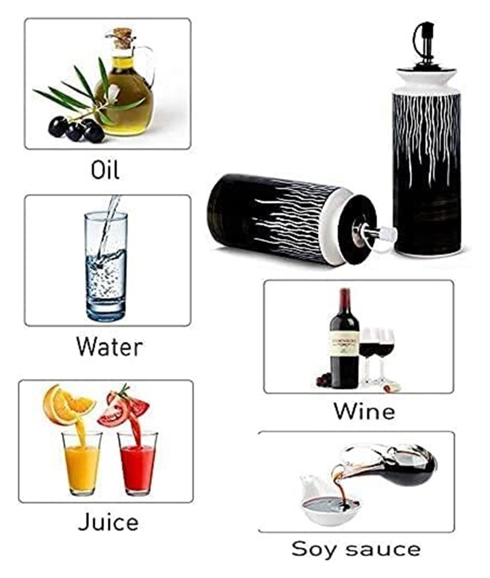 Distributore di Olio E Aceto, Bottiglie di Aceto con Versatori in Acciaio Inossidabile, Bottiglia di Olio in Ceramica da Cucina, Unica Dipinta A Mano con Supporto in,