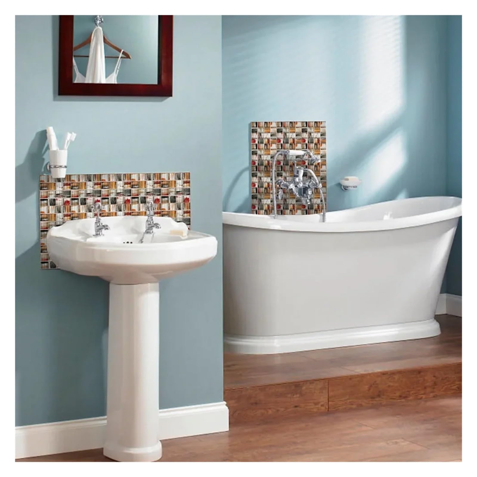 Azulejo de mosaico PVC Adhesivo pared autoadhesivo Cerámica Multicolor 20 piezas(Color 3)
