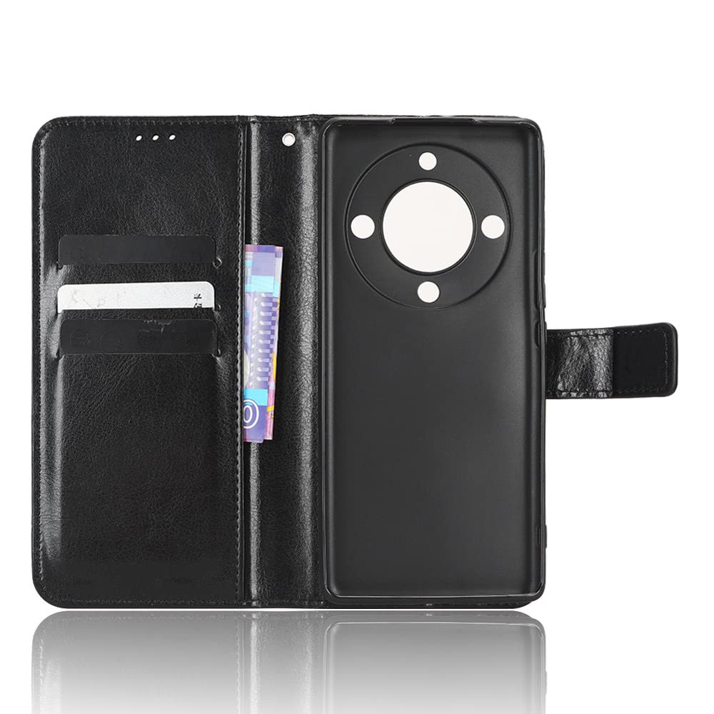 HAOYE Cover per HONOR Magic5 Lite 5G (Magic 5 Lite), Custodia Chiusura Magnetica Flip Portafoglio Case Stile con Supporto di Stand/Carte Slot, Protettiva Custodia, porpora