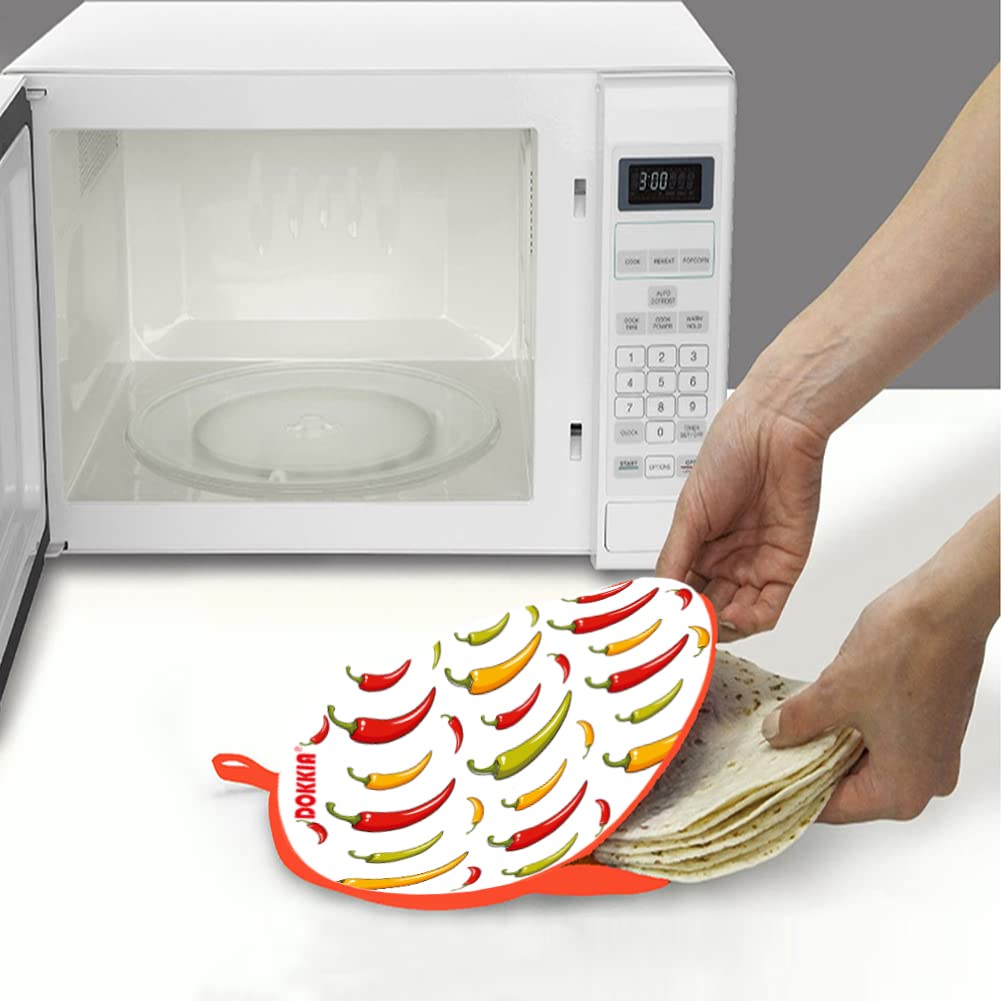 LENOAL Tortilla-Wärmer – Isolierter Mikrowellen-Beutel, Hält Tortillas & Tacos Bis Zu 1 Stunde Warm (30,5 Cm, Chili-Pfeffer-Design)