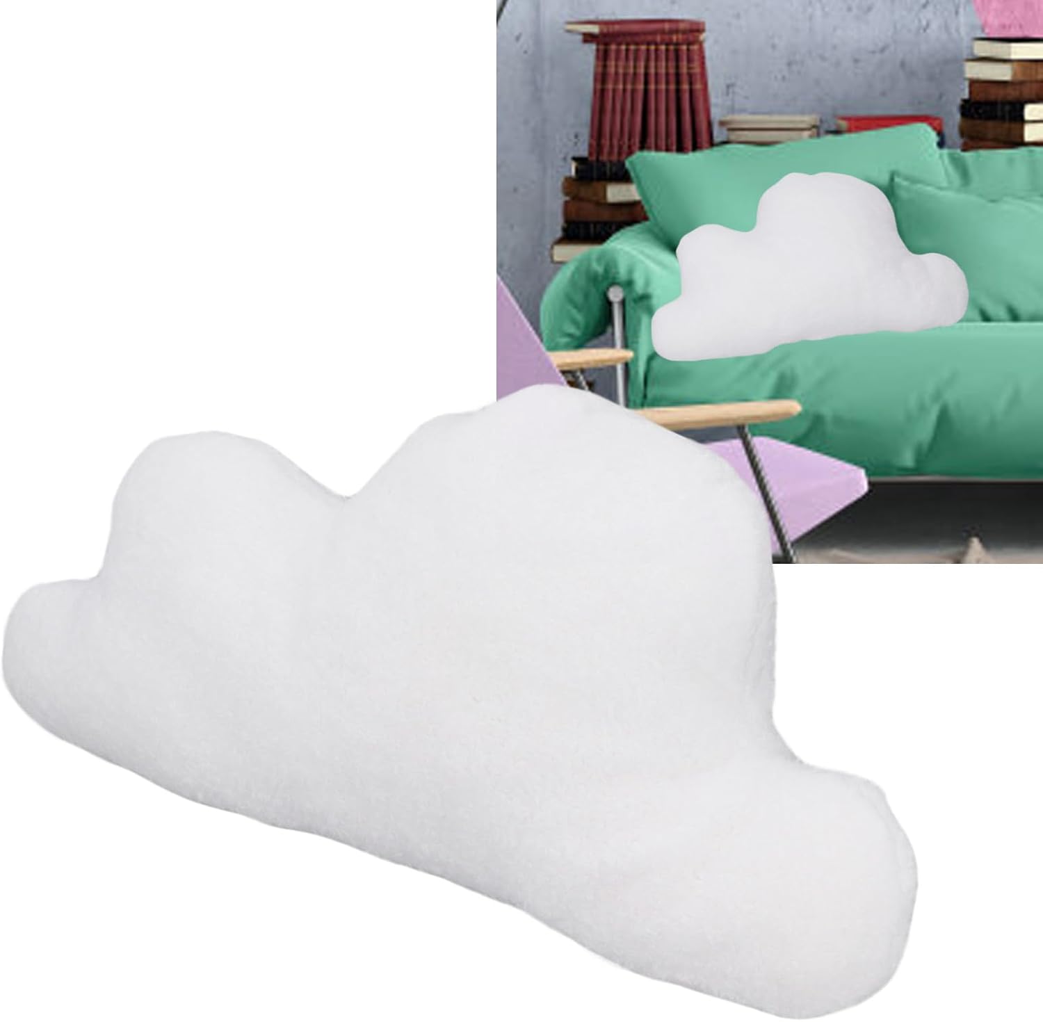 Tissting 38cm/15in Cloud Shaped Throw Pillow - Soft Plush 3D White Cloud Pillow for Sofa Bed Chair, Cute Nursery Decor, Home Office Cafe Lumbar Cushion