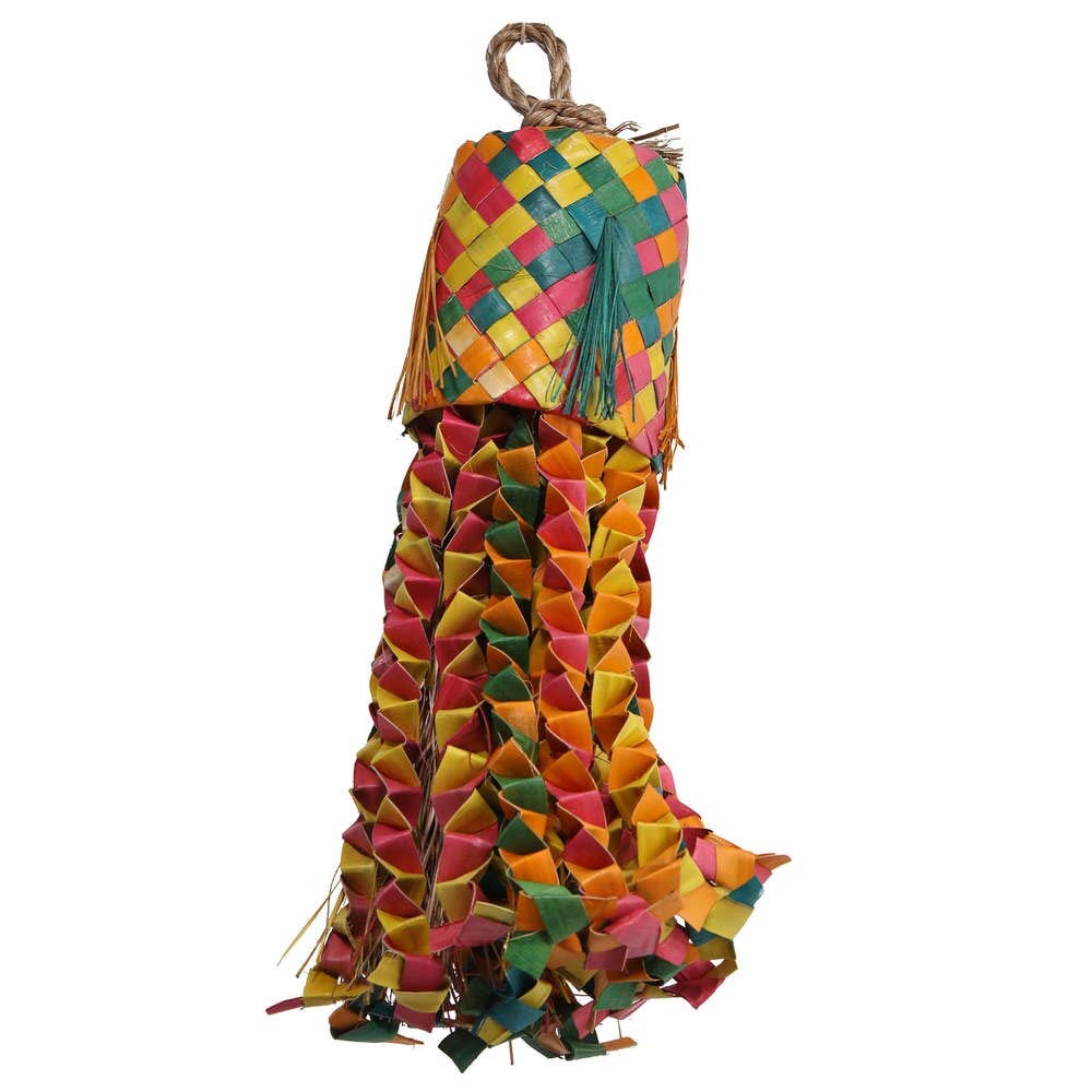 Palm Leaf Octopus Pinata - Preening Natural Parrot Toy - Medium - Image 2