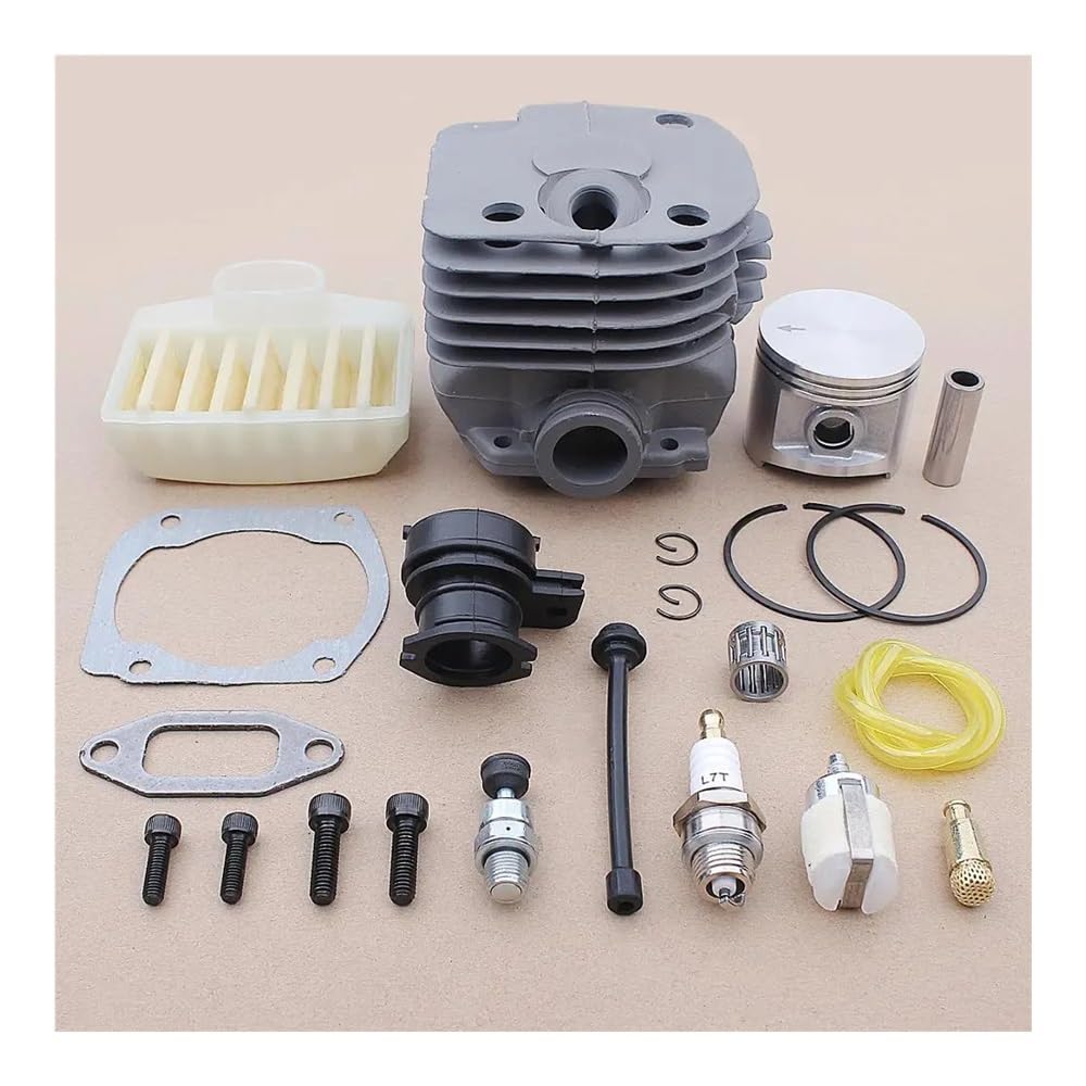 Kit de pistón de cilindro de 50 mm compatible con motosierra Hus 372, 371, 365 y 362. Repuestos: 503939372, 503814502, filtro de aire y combustible, colector de admisión. accesorios para cortacésped
