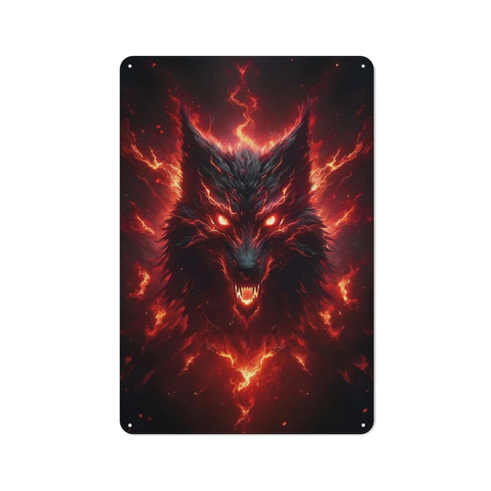 Junmoney Raging Wolf Printed Metal Sign 30X20cm For Café Or Restaurant, For Hospitality Interior Collectors