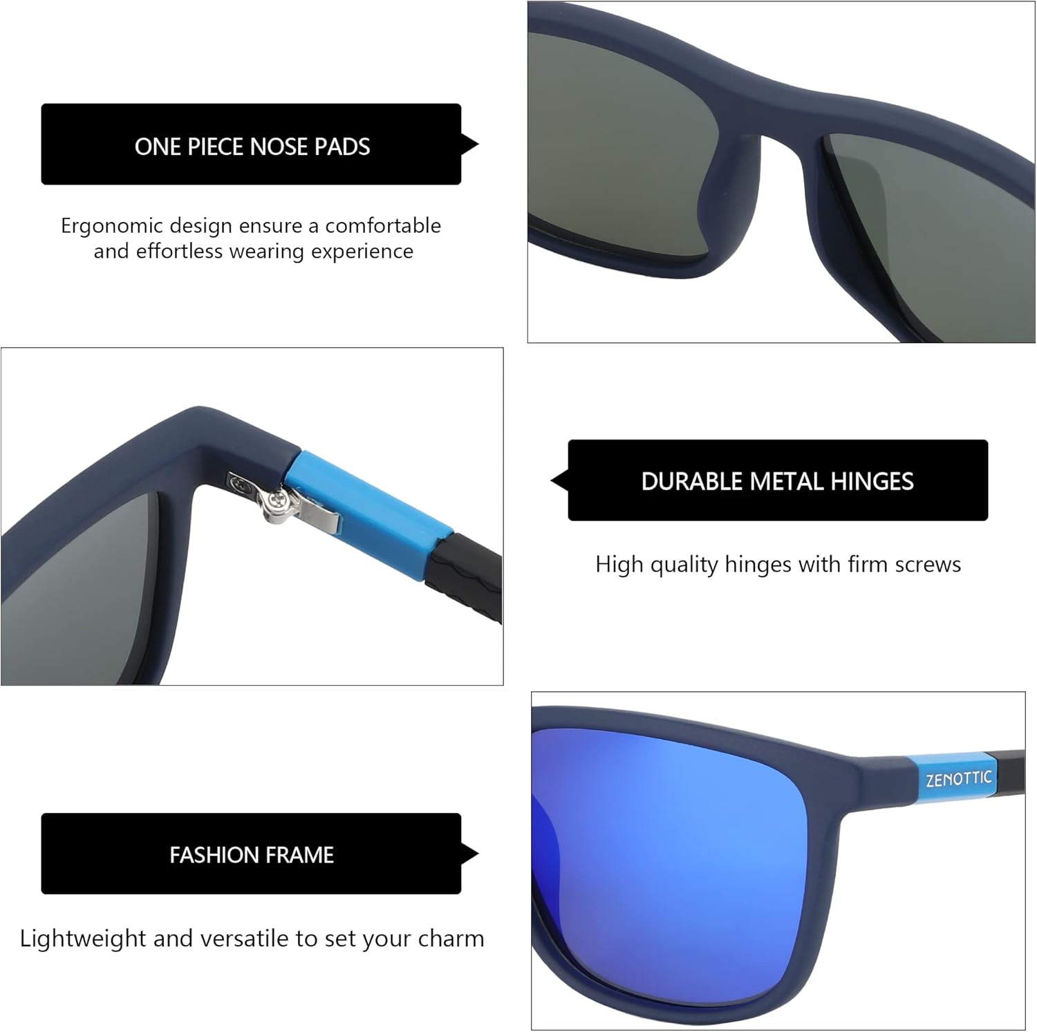 ZENOTTIC Square Polarized Sunglasses for Men - Lightweight TR90 Frame 100% UV Blocking Shades for Driving Fishing Golf Sports - Image 4