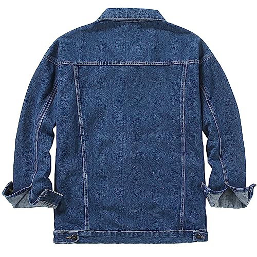 Image of DOSLAVIDA Men's Distressed Denim Jacket Unisex Button Down Jean Coat Casual Long Sleeve Trucker Hooded Jackets Outwear