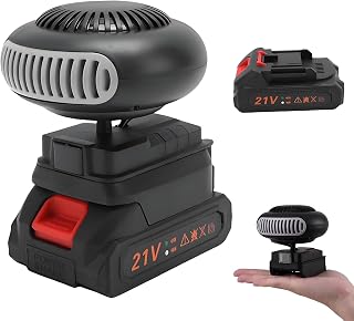 2026 New Battery Operated Car Heater, Anti-Tilt Space Heater for Window Defrost & Cabin Heating, Quiet Long-Lasting Heat for Golf Cart, Rv, Office & Indoor (Black + 1 battery, With USB port)