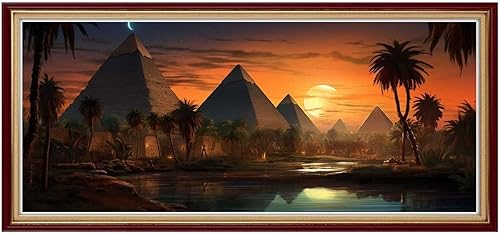 Miniatura 2 de Pintura de diamantes de Egipto, bosque de Egipto, kit de arte de diamantes para adultos, tamaño grande, 28 x 71 pulgadas, pintura por números, artes