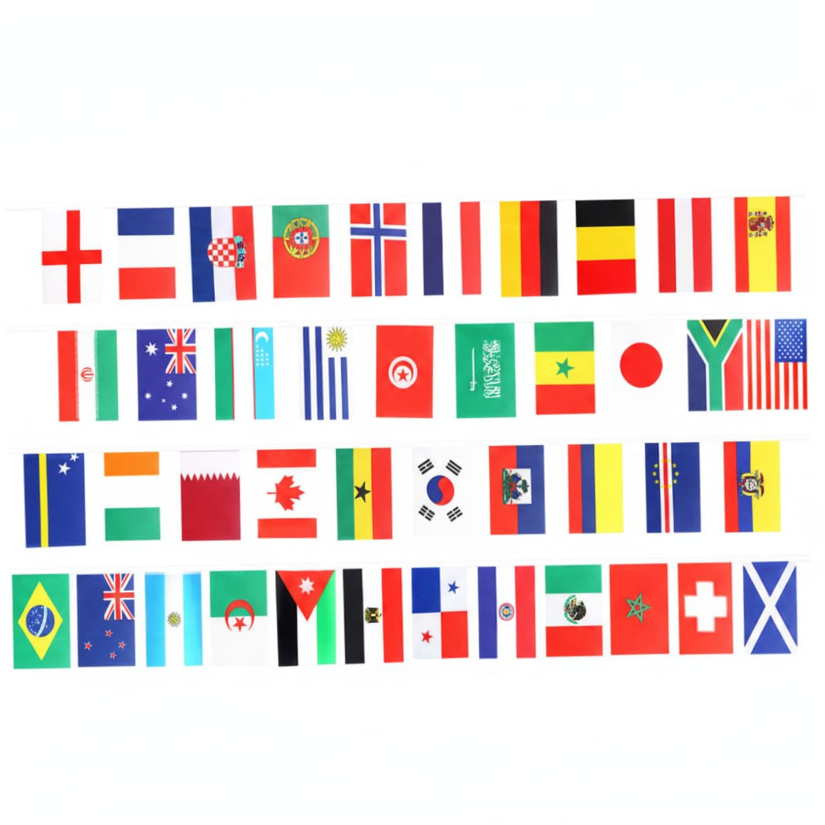 Xdyyjrasa World Flags Banner - 2026 Flag Banner Garland, 42 Country Flags 15.5m/50.85ft Polyester Bunting for Sports Bar Party Decor