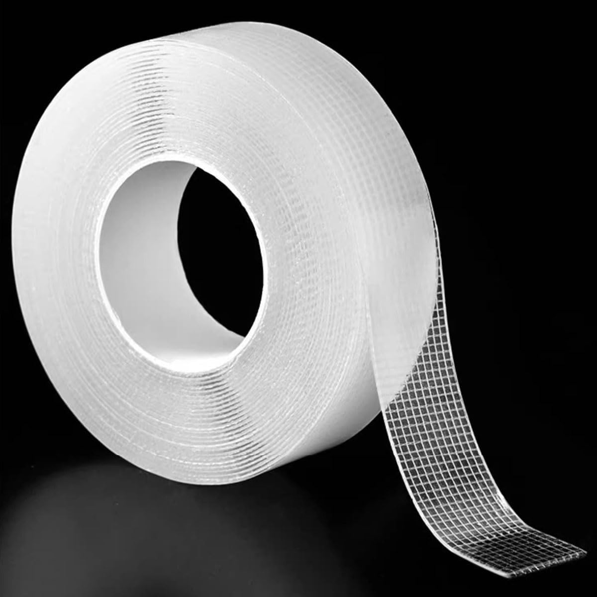 ECVV® Premium Heavy-Duty Tape(2.4 CMx 5 M), Clear Double Sided Carpet Tape, Fabric Cloth Base, No Glue Slag High Tack, for Carpets, Arts & Crafts, Woodworking - 0.94" x 16.4FT