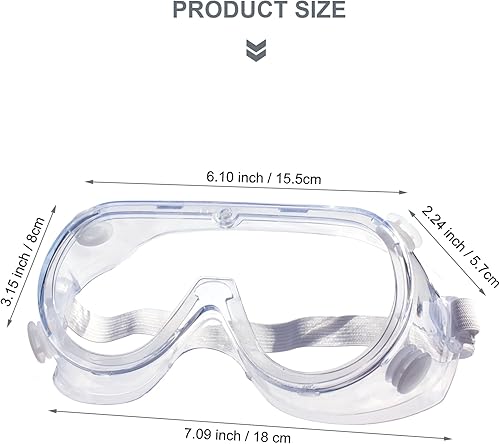 Miniatura 2 de Eyeglasstor Paquete de 3 gafas de seguridad antivaho ajustables para protección ocular contra salpicaduras ajustables para laboratorios,
